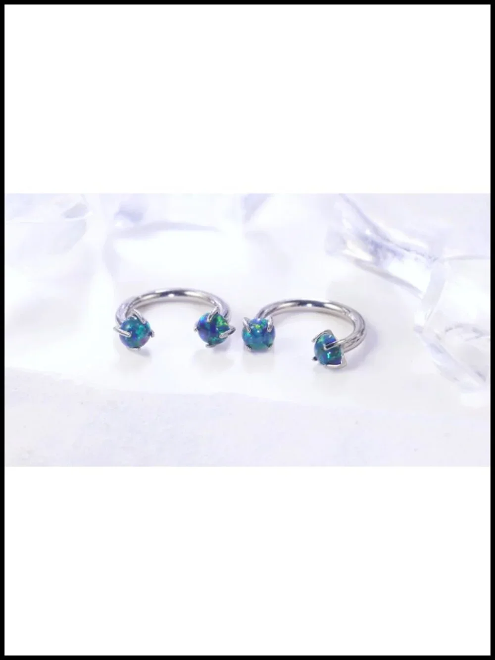 Titanium 16g Opal Horseshoe Septum Ring Lip Piercing Jewelry Cartilage Helix